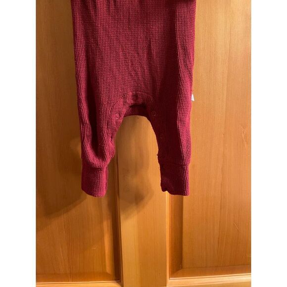 Posh Peanut Baby Waffle Knit Henley Jumpsuit + Matching Bow‎ Headband 3-6M - Picture 3 of 10